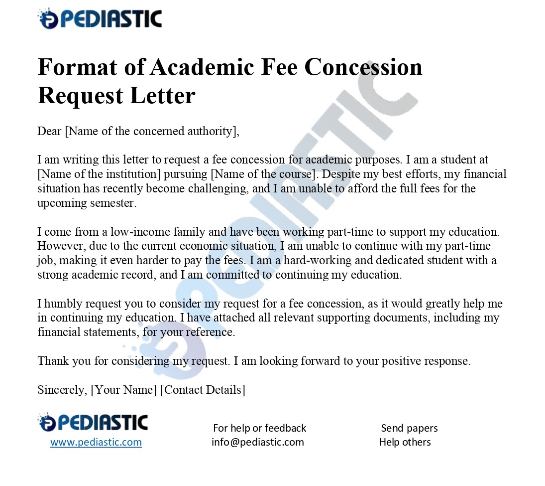 Craft a Winning Application for Fee Concession / Pediastic
