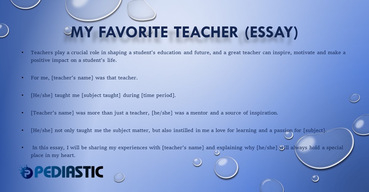 write a descriptive essay on my favourite teacher