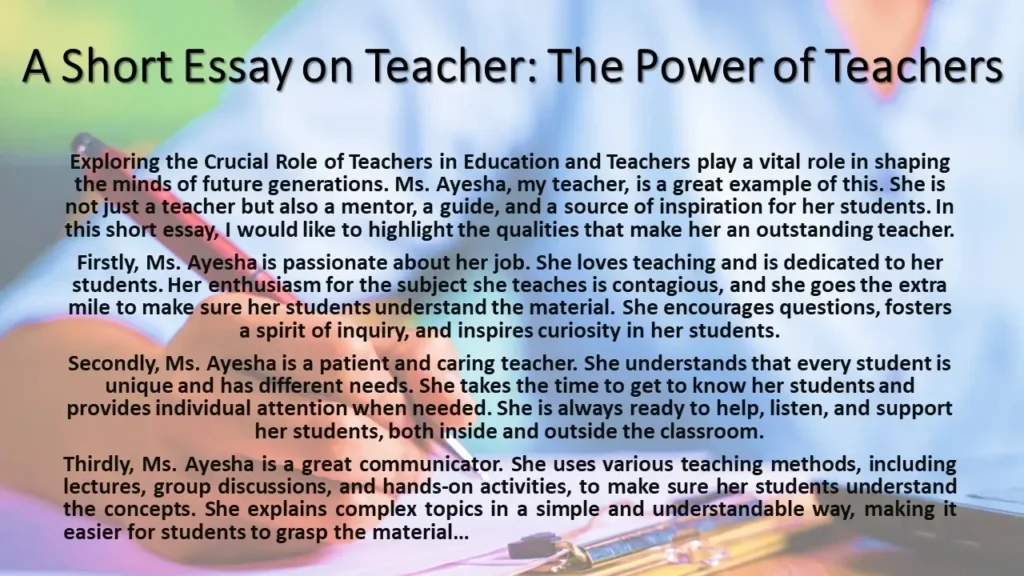 essay on teacher training