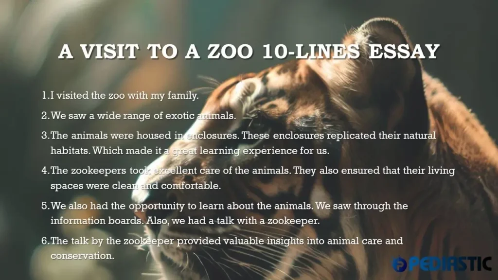 a visit to a zoo 10 lines essay